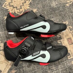 Peloton Black with White and Red Women's Cycling Shoes